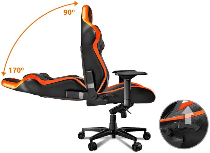 Scaun Gaming Cougar Armor Titan, PVC Piele, Negru/Portocaliu
