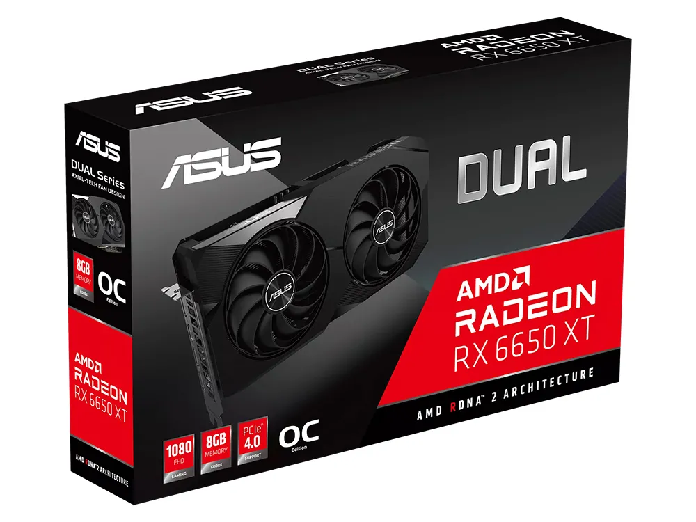 Placă Video ASUS DUAL-RX6650XT-O8G,  8GB GDDR6 128bit (DUAL-RX6650XT-O8G)