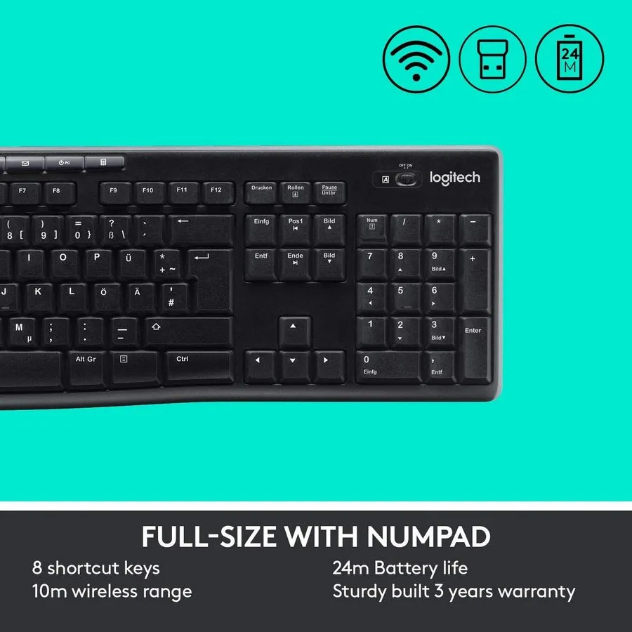 Set Tastatură + Mouse Logitech MK270, Fără fir, Negru