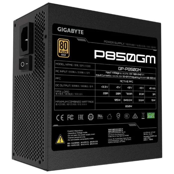 Sursă Alimentare PC Gigabyte GP-P850GM, 850W, ATX, Complet modular