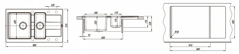 Combi 860 K chiuveta Florentina (Antracit)