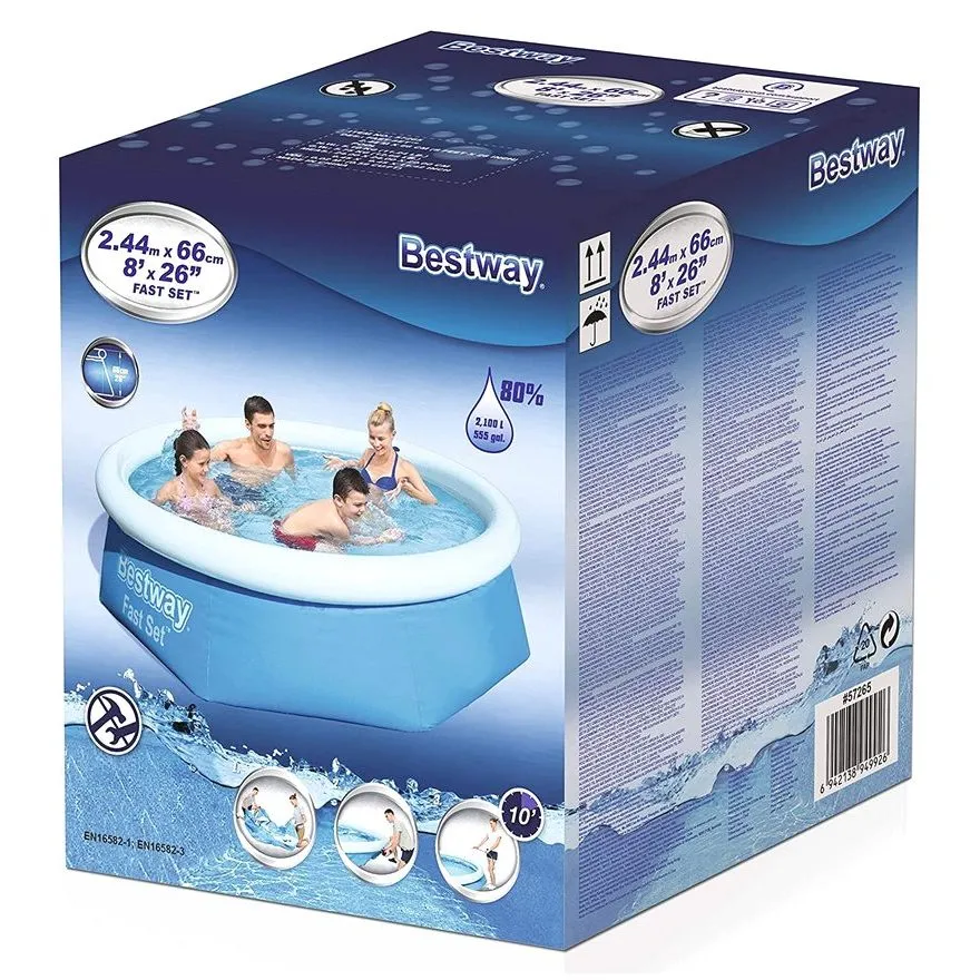 Piscină gonflabilă Bestway Fast Set, 2100L, Albastru/Alb, 57265