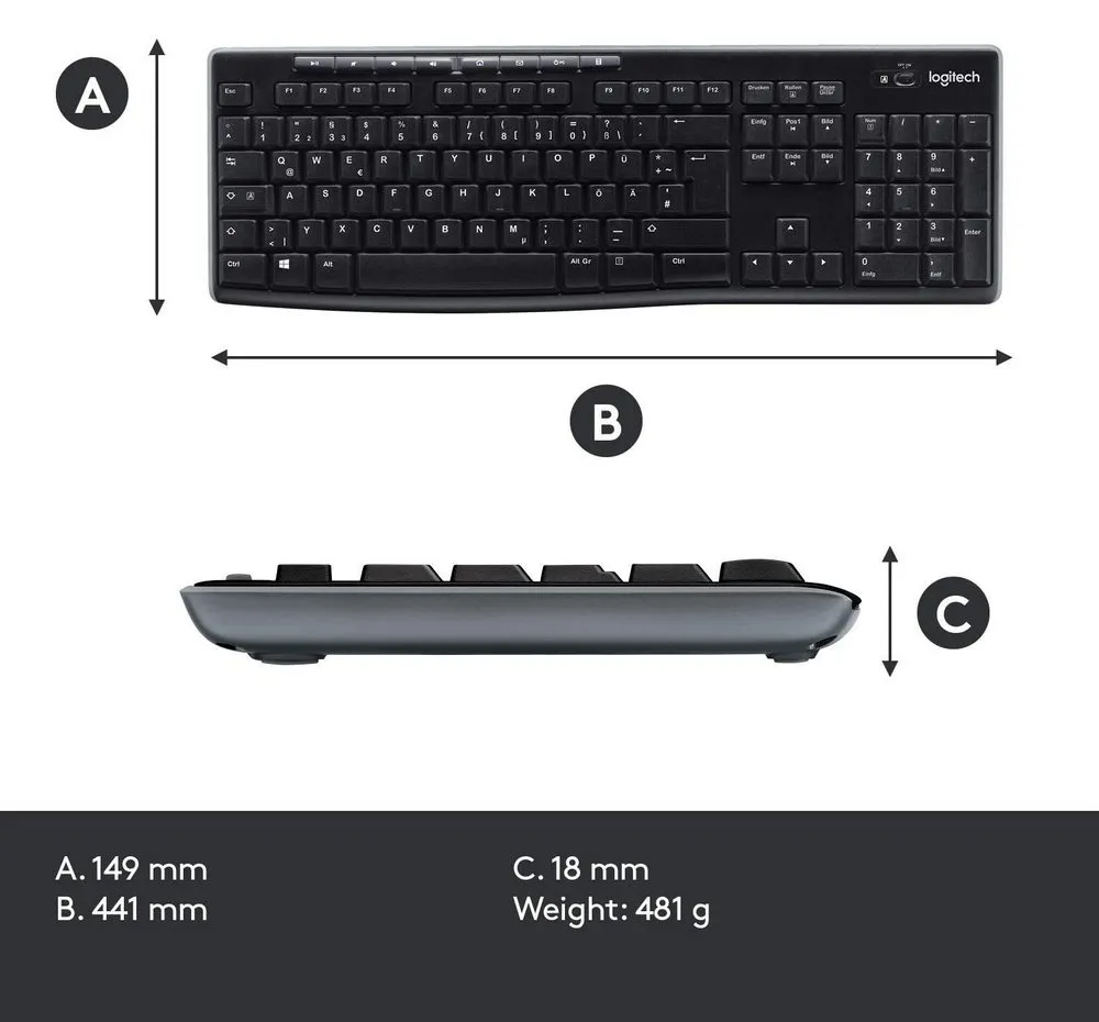 Set Tastatură + Mouse Logitech MK270, Fără fir, Negru